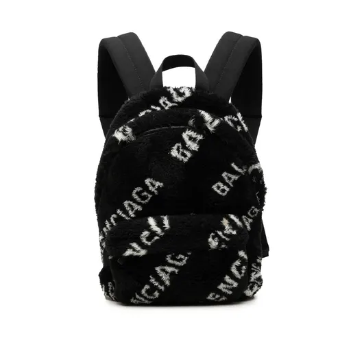 Balenciaga Small Faux Fur Diagonal Logo Everyday Backpack