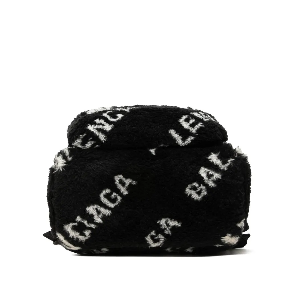 Balenciaga Small Faux Fur Diagonal Logo Everyday Backpack Black Polyester Very good - Inside View