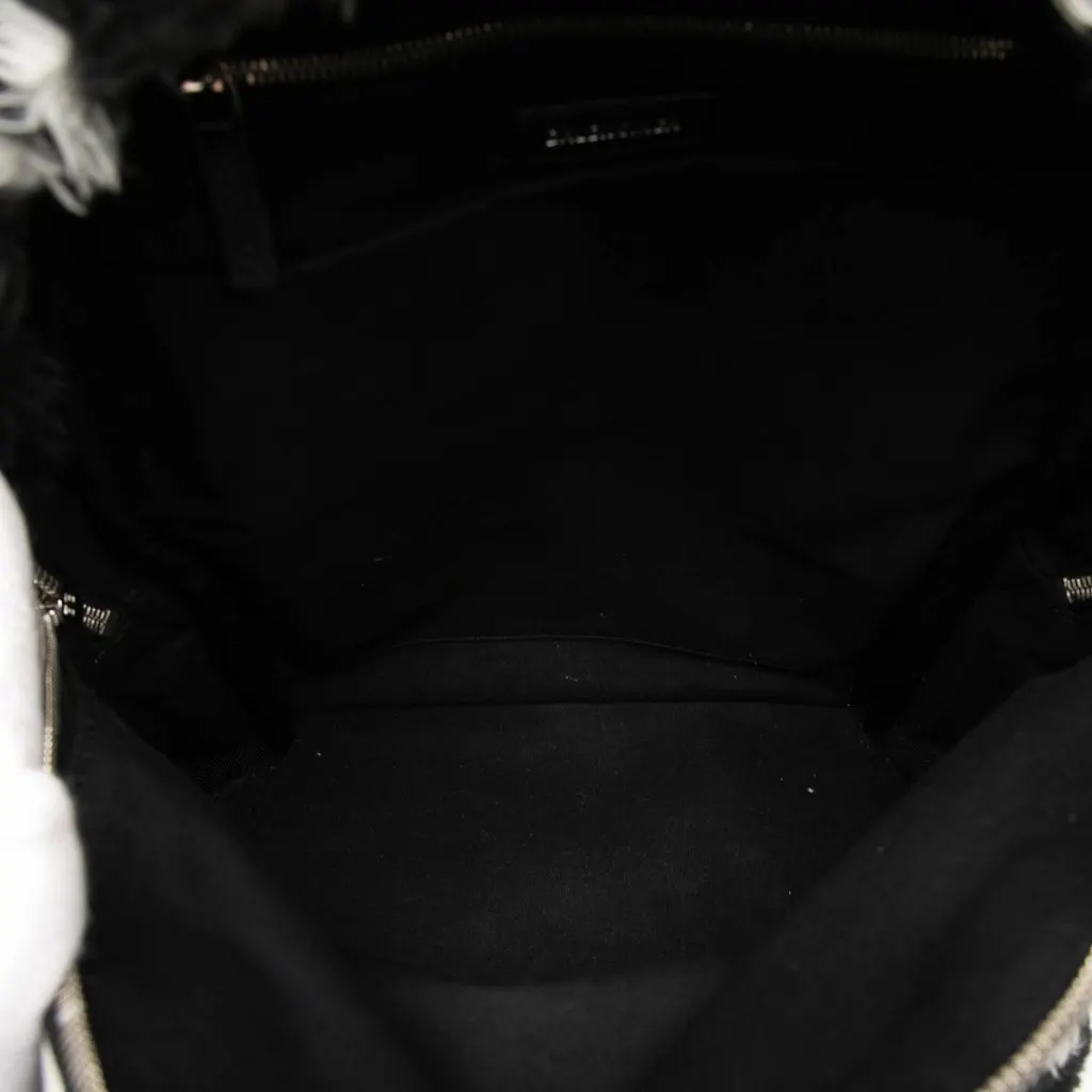 Balenciaga Small Faux Fur Diagonal Logo Everyday Backpack Black Polyester Very good - Model View