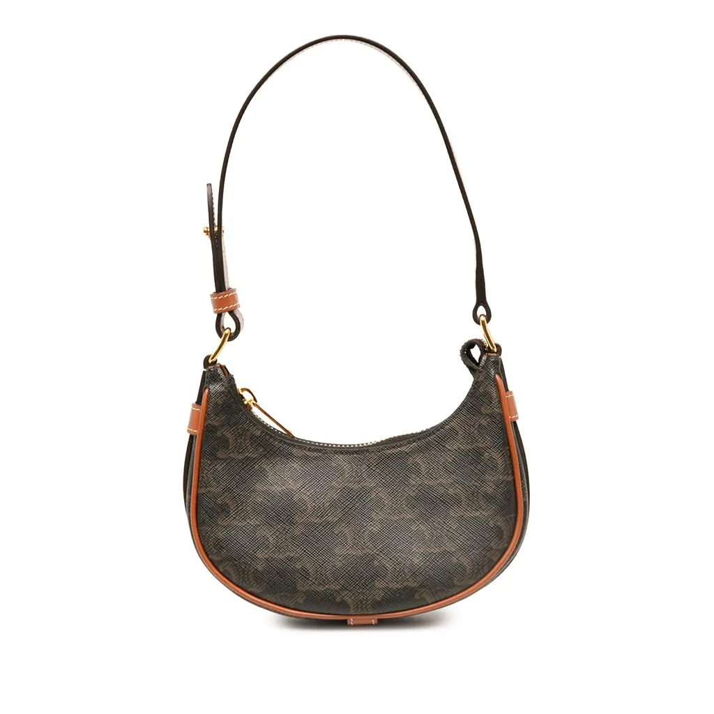 Celine Mini Triomphe Coated Canvas Ava Shoulder Bag Brown Canvas Never worn - Front View