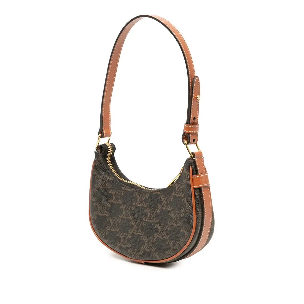 Celine Mini Triomphe Coated Canvas Ava Shoulder Bag Brown Canvas Never worn - Back View
