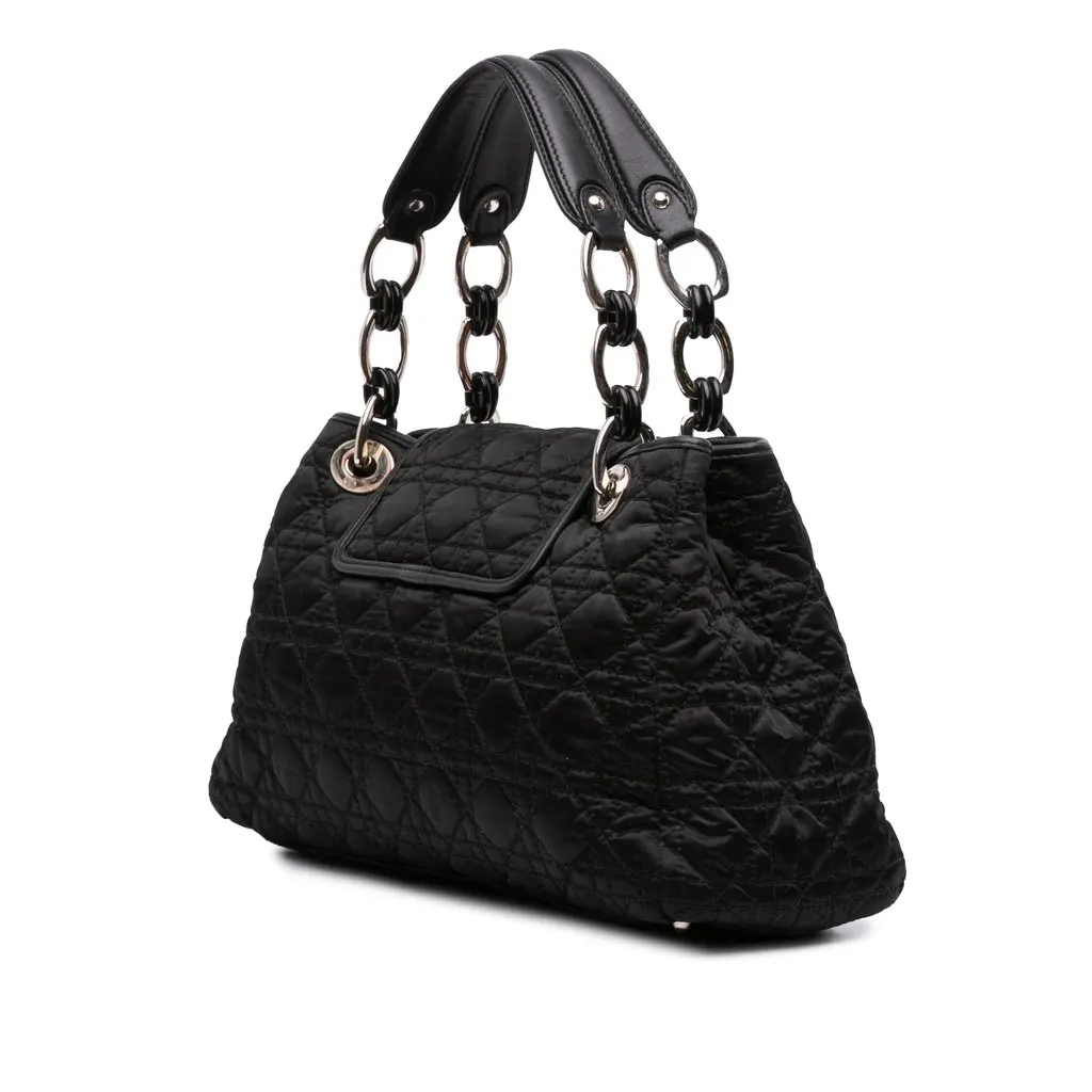 Dior Medium Satin Cannage Charming Lock Tote Black Good - Back View
