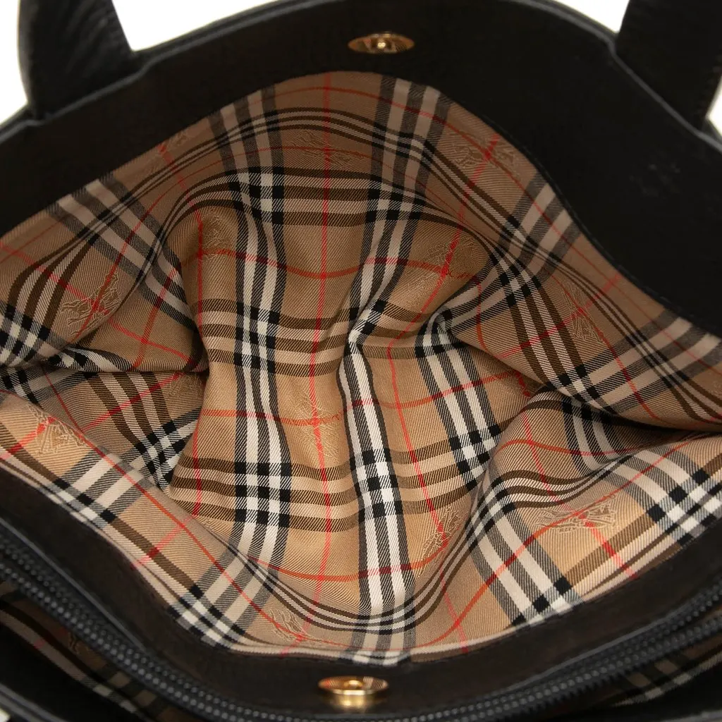 Burberry Leather Tote Black Leather Very good - Model View