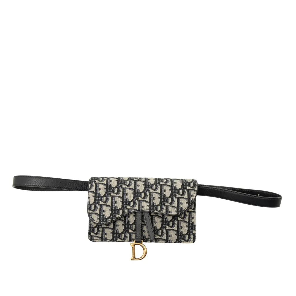 Dior Oblique Canvas Saddle Belt Bag Blue Canvas Very good - Front View