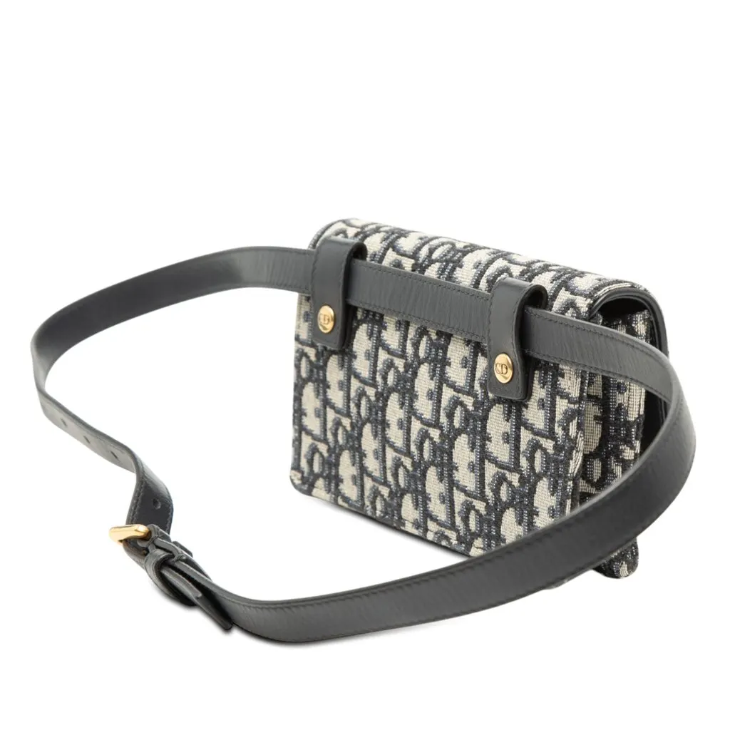Dior Oblique Canvas Saddle Belt Bag Blue Canvas Very good - Back View