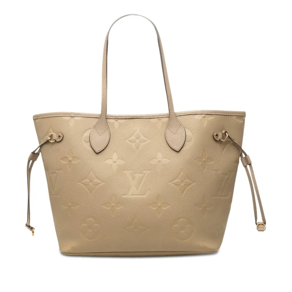 Louis Vuitton Monogram Giant Empreinte Neverfull MM Beige Leather Good - Front View