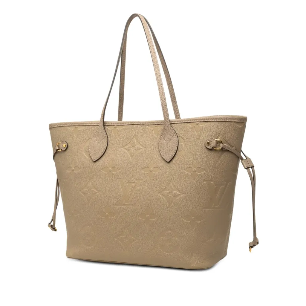 Louis Vuitton Monogram Giant Empreinte Neverfull MM Beige Leather Good - Back View