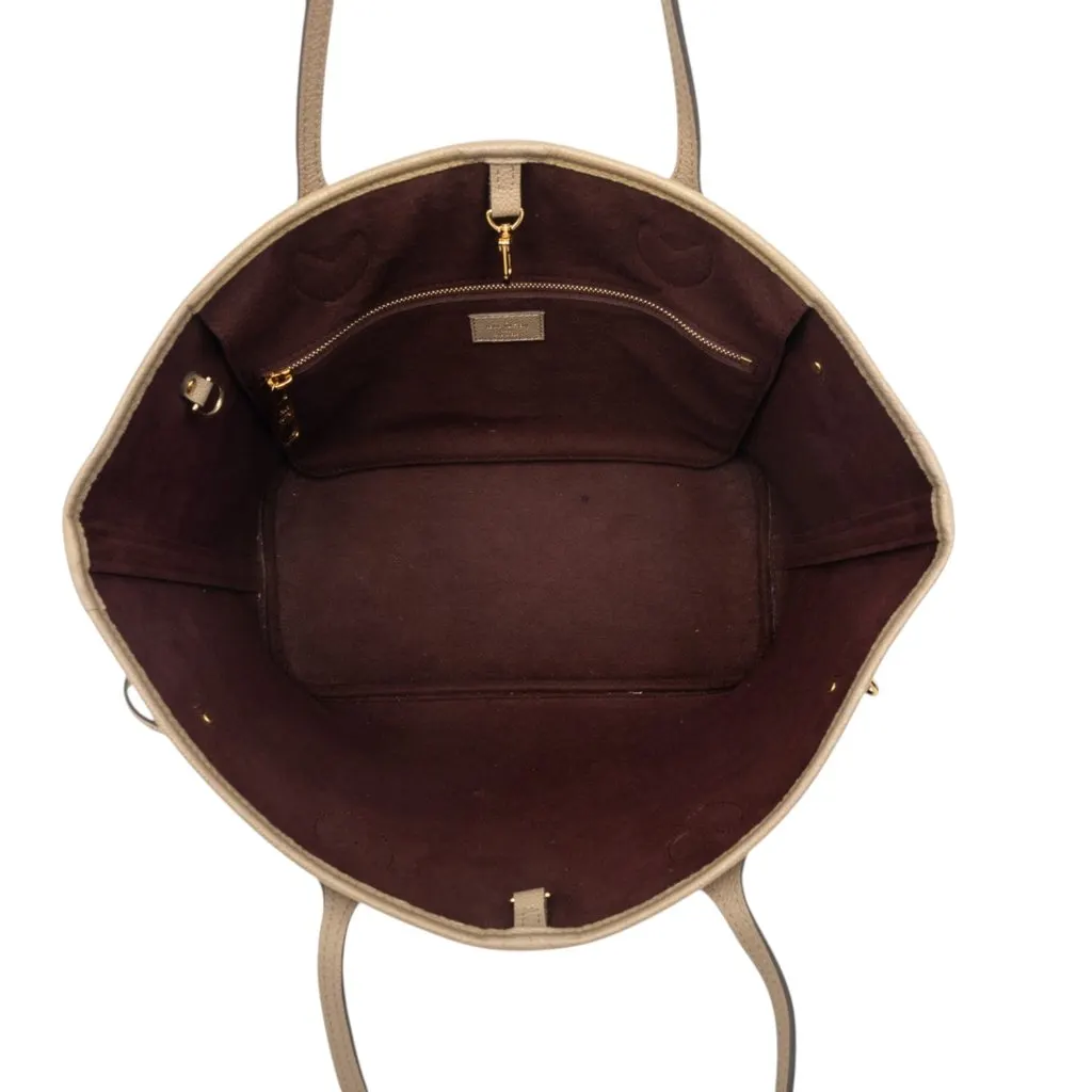 Louis Vuitton Monogram Giant Empreinte Neverfull MM Beige Leather Good - Model View