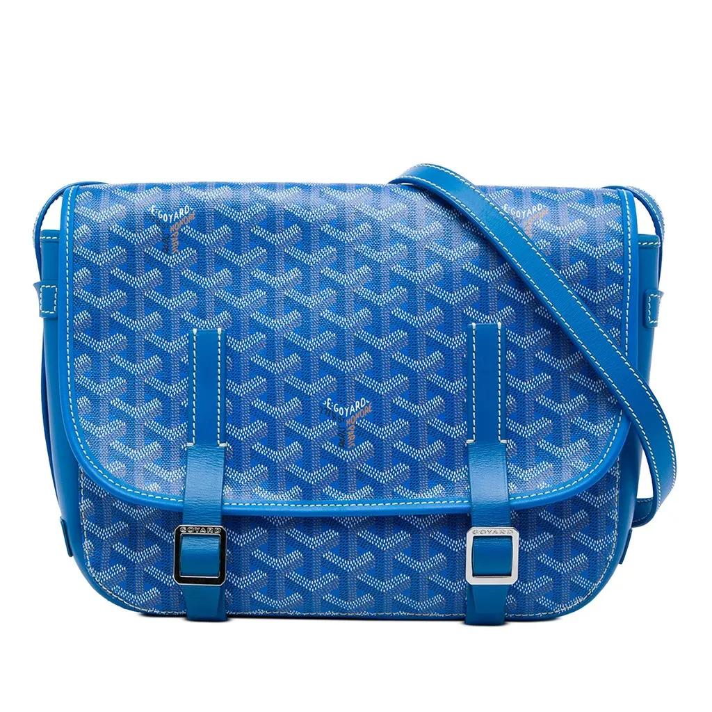 Goyard Goyardine Belvedere MM Blue Canvas Good - Front View