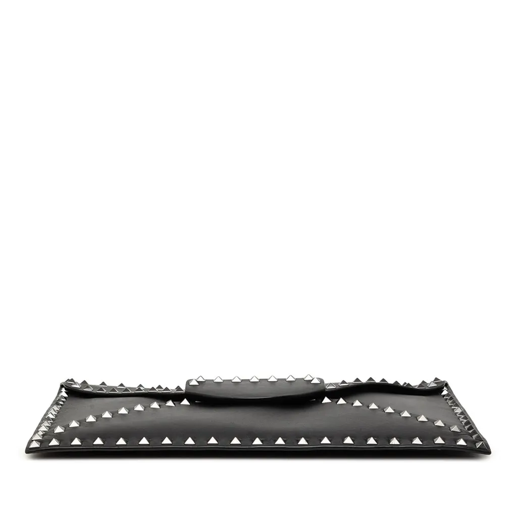 Valentino Leather Rockstud Untitled Envelope Clutch Black Leather Very good - Inside View