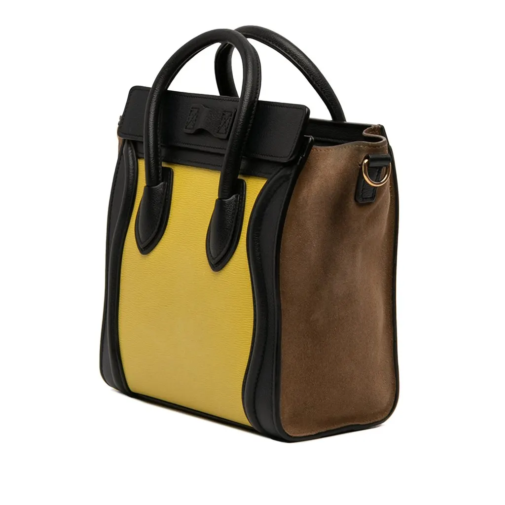 Celine Nano Tricolor Calfskin and Suede Luggage Tote Yellow Leather Very good - Back View