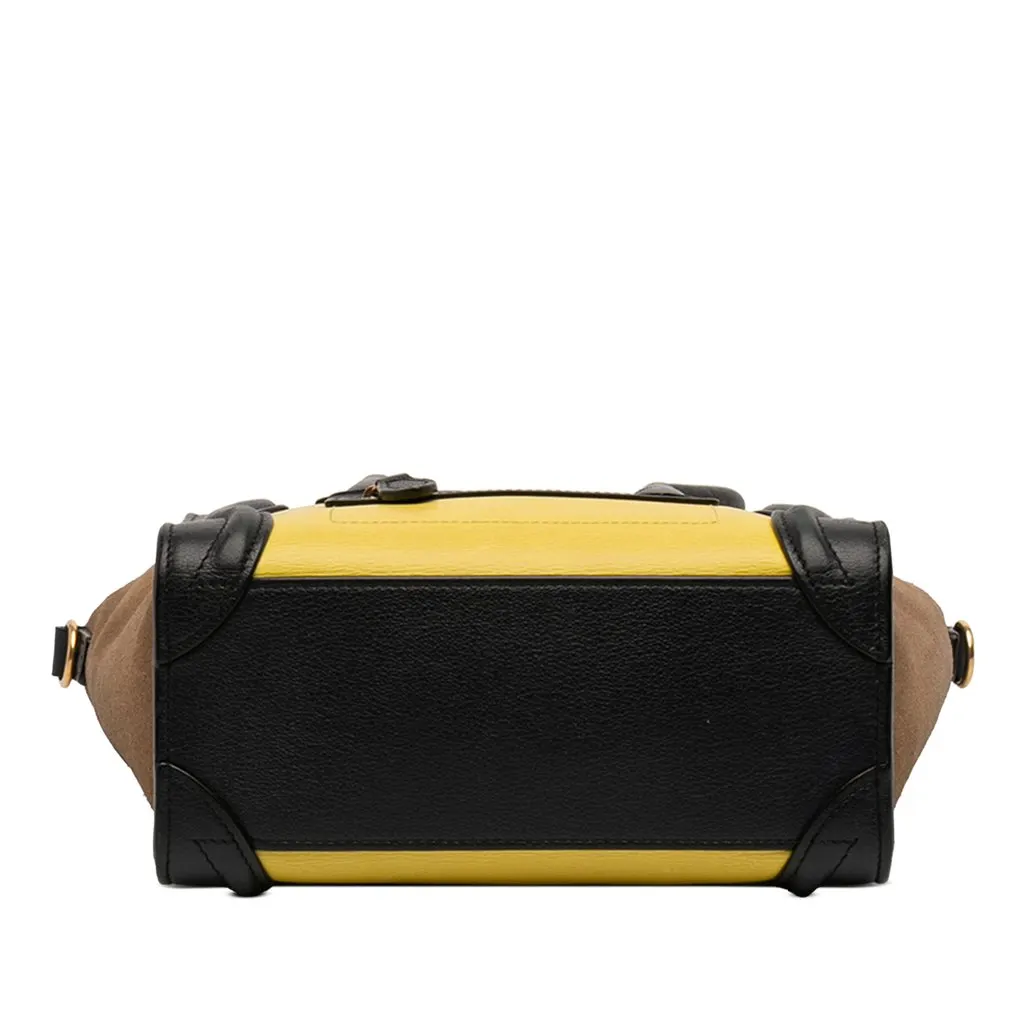 Celine Nano Tricolor Calfskin and Suede Luggage Tote Yellow Leather Very good - Inside View
