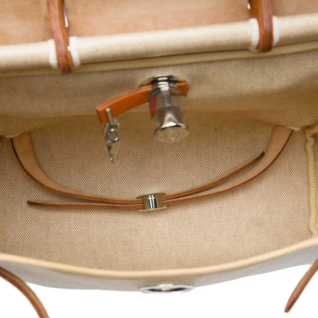 Hermès Toile Herbag Backpack PM Beige Canvas Very good - Model View