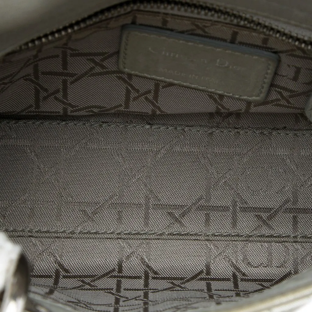 Dior Mini Iridescent Lambskin Cannage Lady Dior Grey Leather Very good - Model View