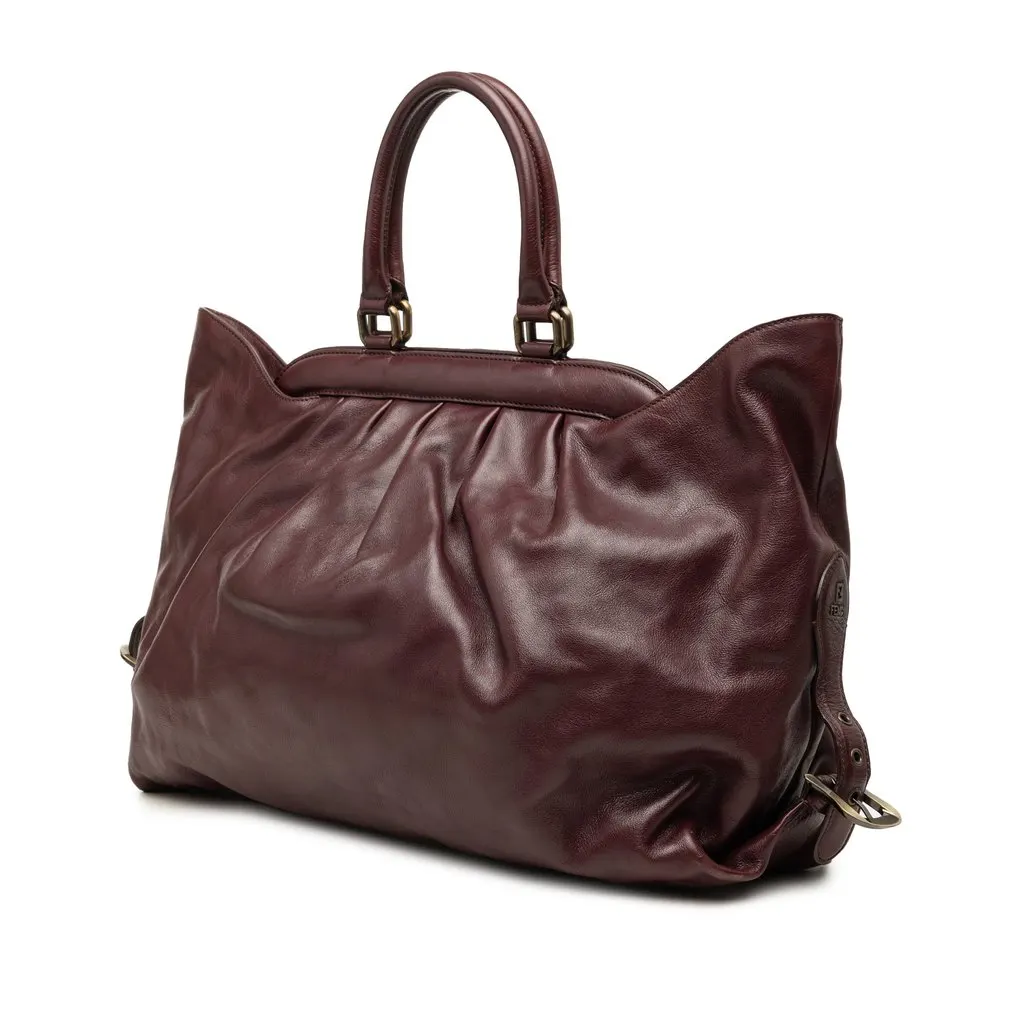 Fendi Leather Doctor B Handbag Red Leather Very good - Back View