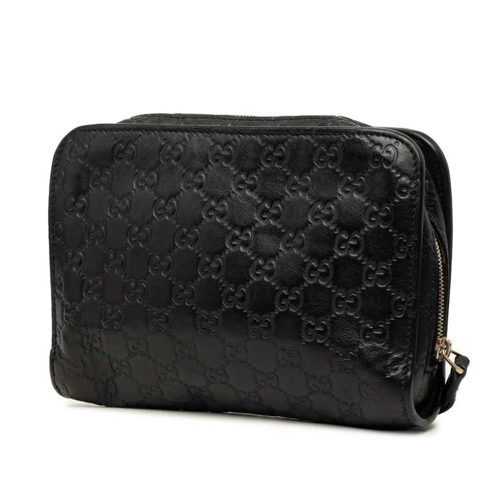 Gucci Guccissima Clutch Black Leather Good - Back View