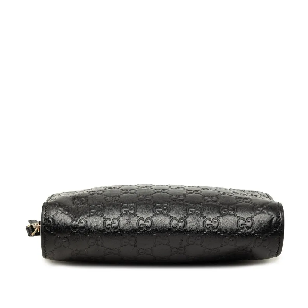 Gucci Guccissima Clutch Black Leather Good - Inside View