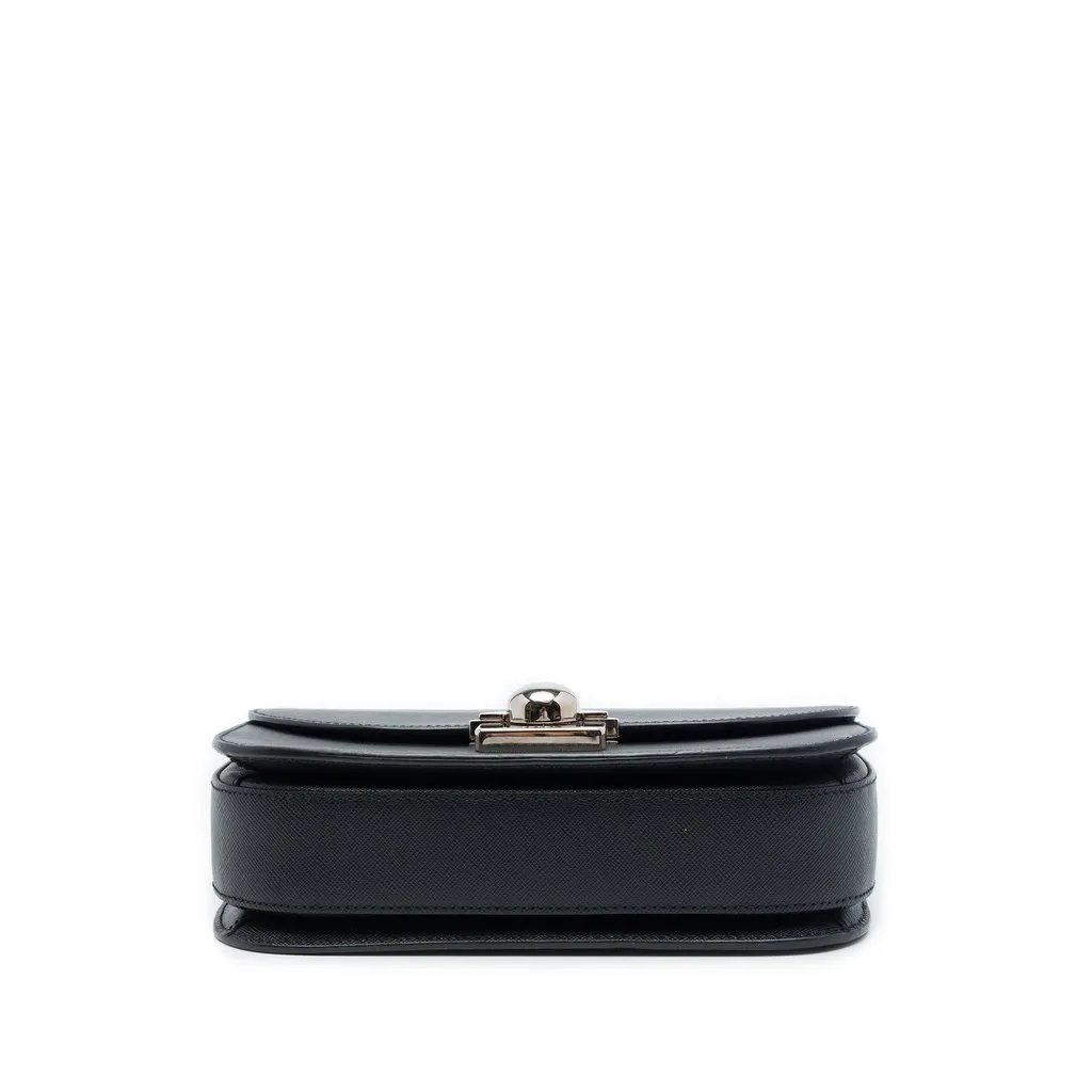Prada Saffiano Lux Arcade Satchel Black Leather Good - Inside View