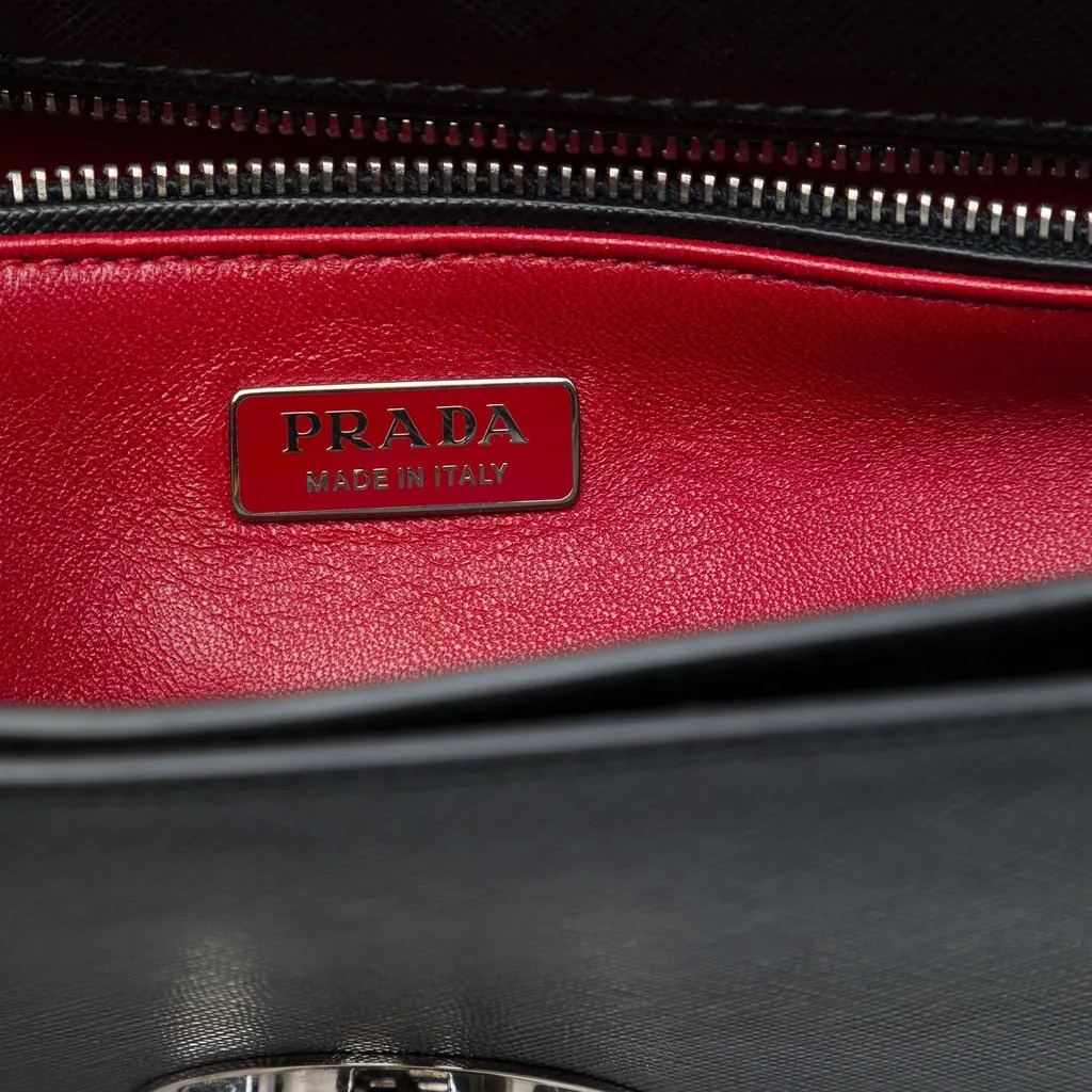 Prada Saffiano Lux Arcade Satchel Black Leather Good - Box View