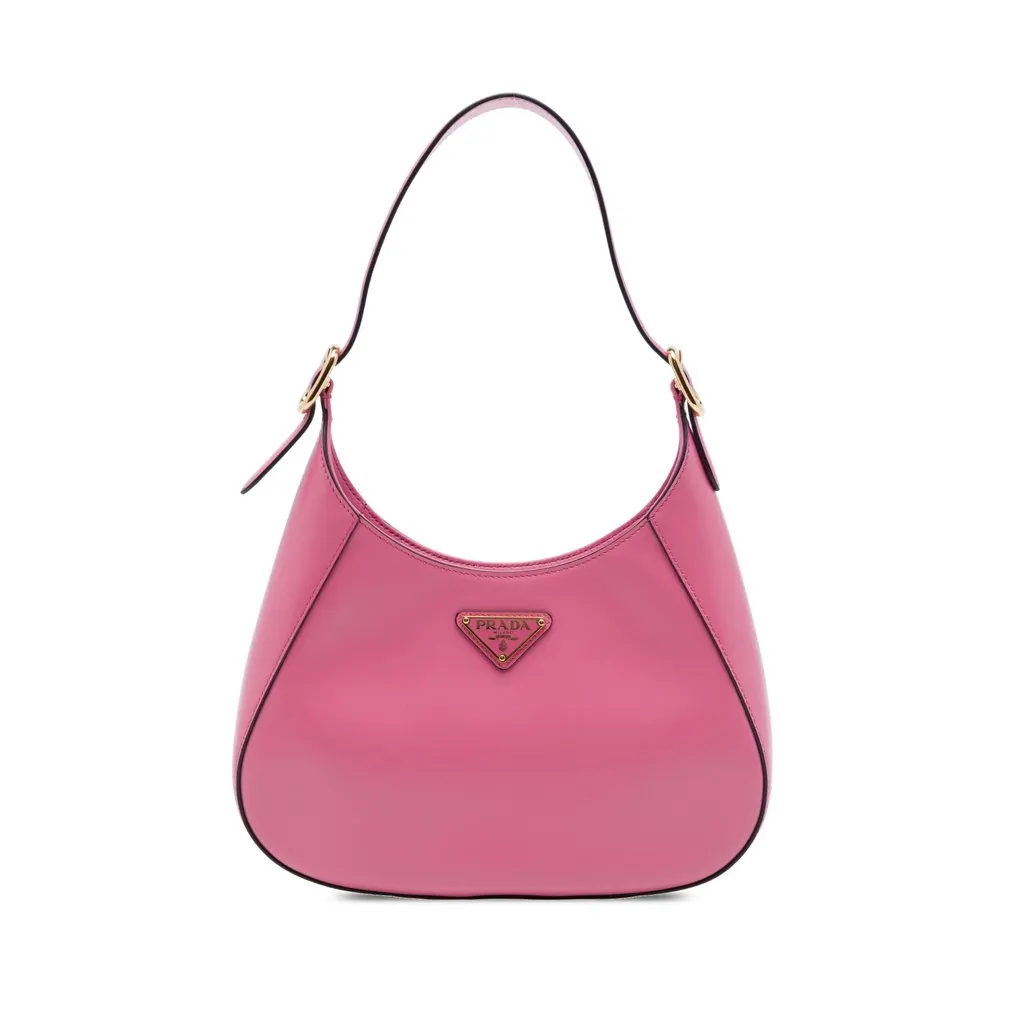Prada Spazzolato Leather Cleo Shoulder Bag Pink Leather Very good - Front View