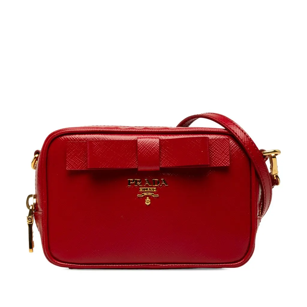 Prada Saffiano Vernice Bow Camera Bag