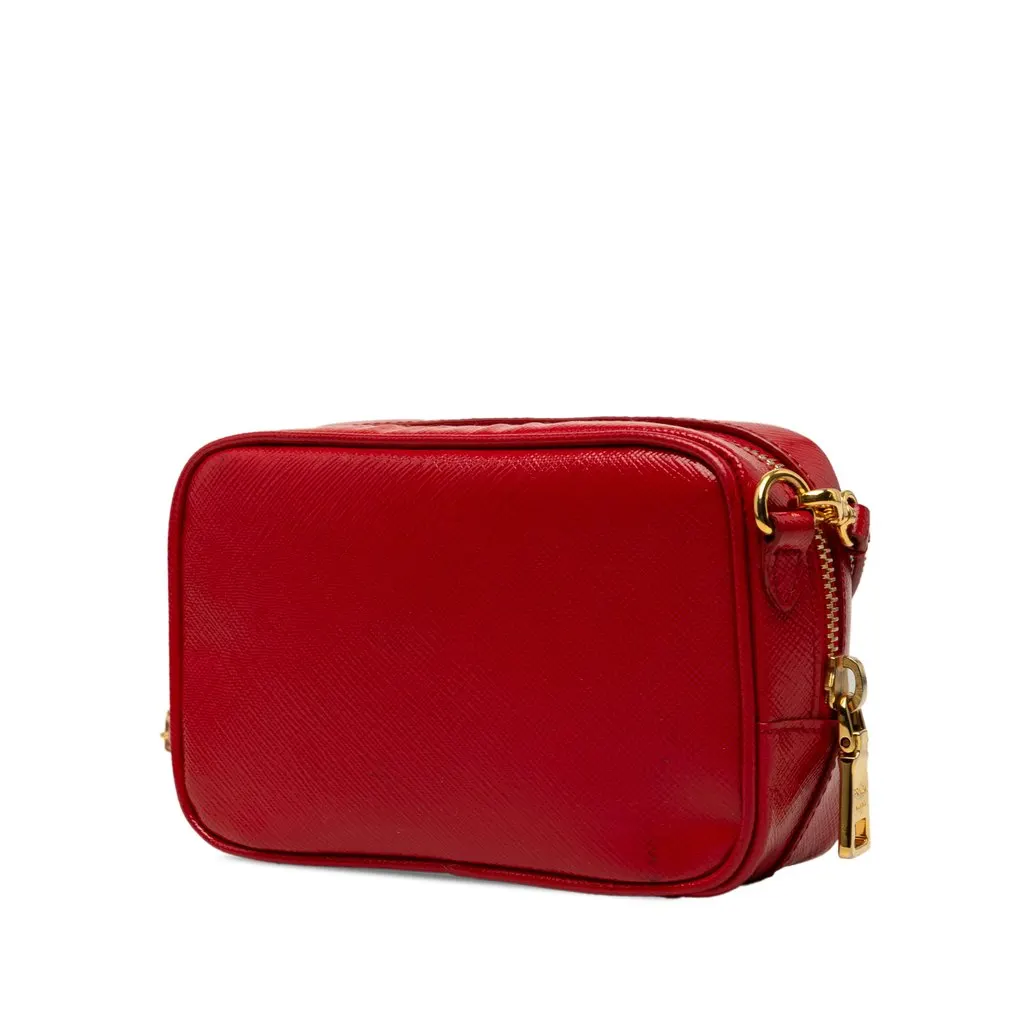 Prada Saffiano Vernice Bow Camera Bag Red Leather Very good - Back View