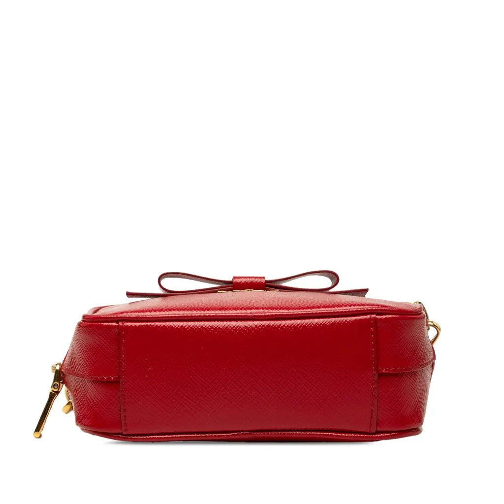 Prada Saffiano Vernice Bow Camera Bag Red Leather Very good - Inside View