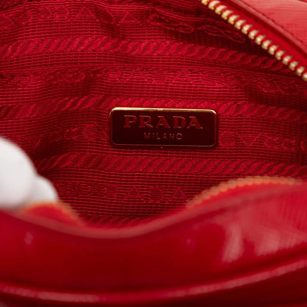 Prada Saffiano Vernice Bow Camera Bag Red Leather Very good - Box View