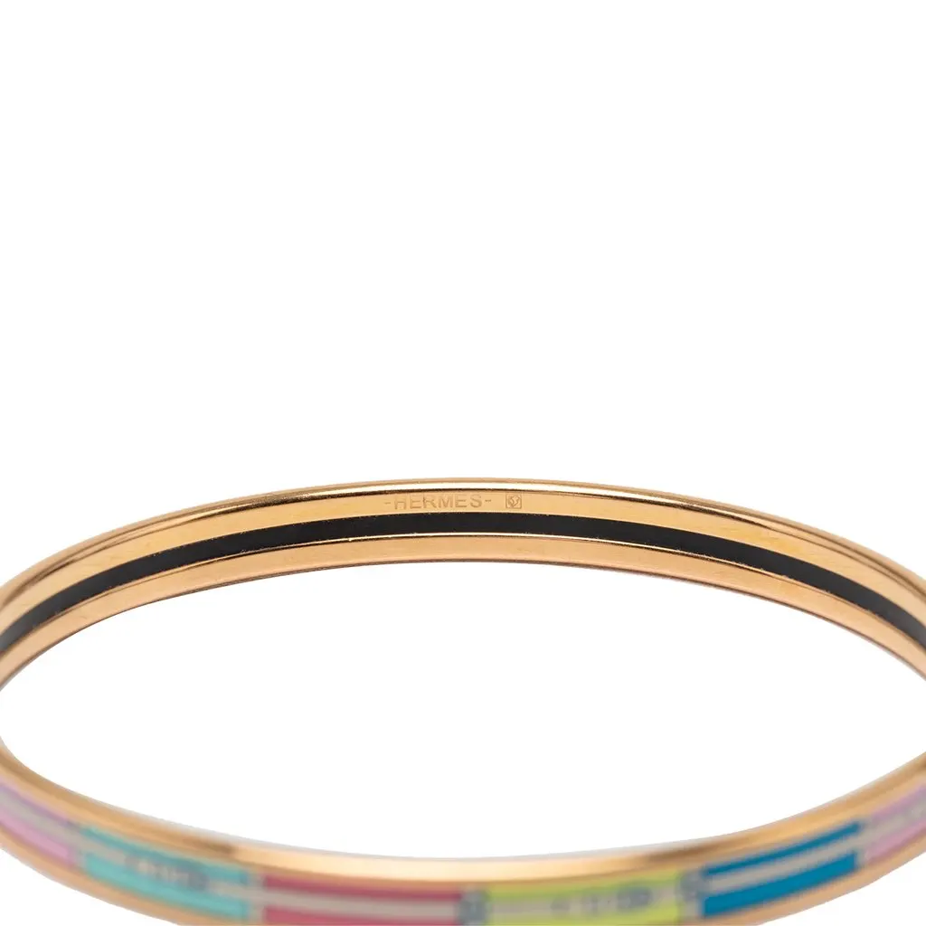 Hermès Extra Narrow Printed Enamel Uni Bangle Gold Metal Very good - Box View