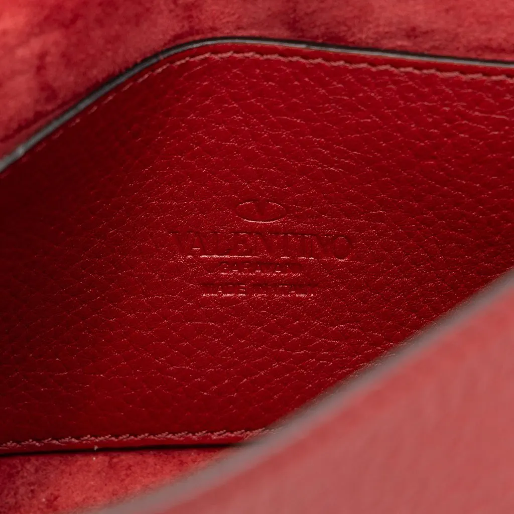 Valentino Medium Pebbled Calfskin Rockstud Flip Lock Crossbody Red Leather Good - Box View