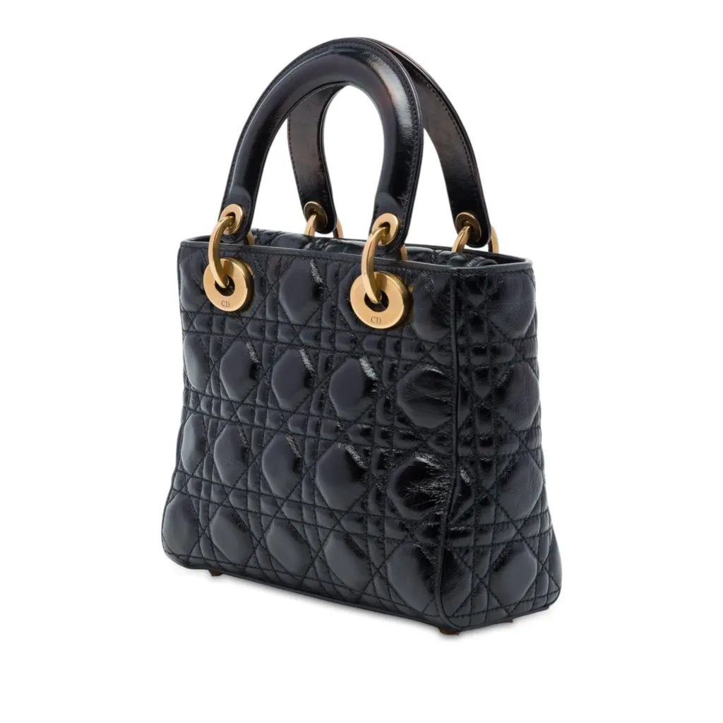 Dior Small Crinkled Patent Cannage My ABCDior Lady Dior Black Leather Very good - Back View