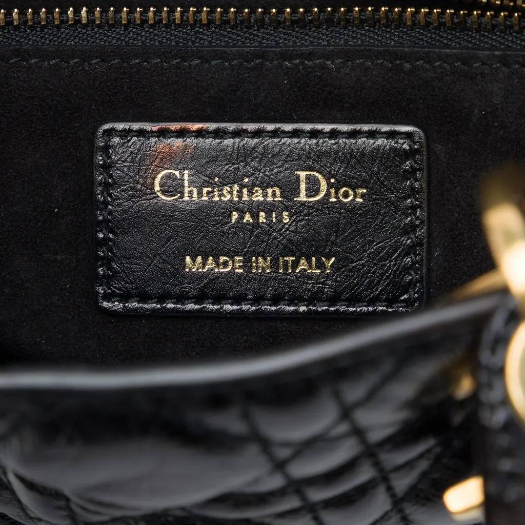 Dior Small Crinkled Patent Cannage My ABCDior Lady Dior Black Leather Very good - Box View