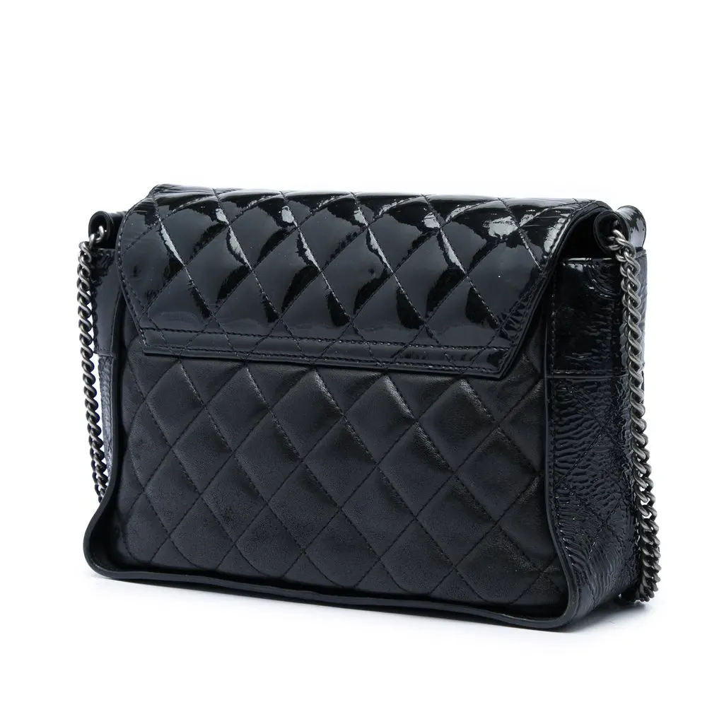 Chanel CC Quilted Lambskin and Patent Bijoux Chain Flap Black Leather Very good - Back View