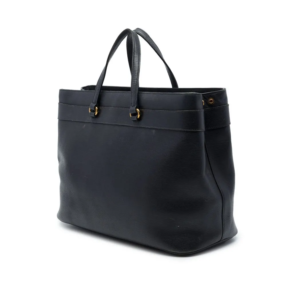 Gucci Calfskin Bright Bit Tote Black Leather Good - Back View