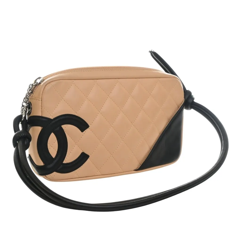 Chanel Quilted Lambskin Cambon Ligne Pochette Beige Leather Very good - Back View