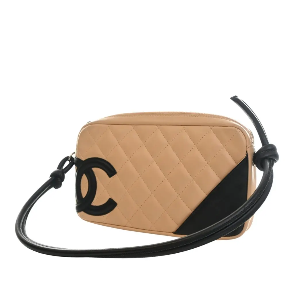 Chanel Quilted Lambskin Cambon Ligne Pochette Beige Leather Very good - Inside View