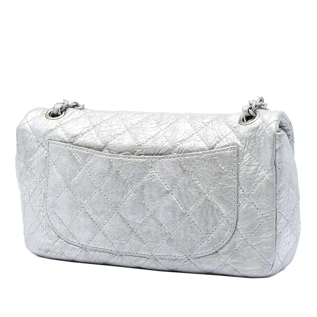 Chanel Medium Calfskin Ice Cube On the Rocks Flap Silver Leather Very good - Back View