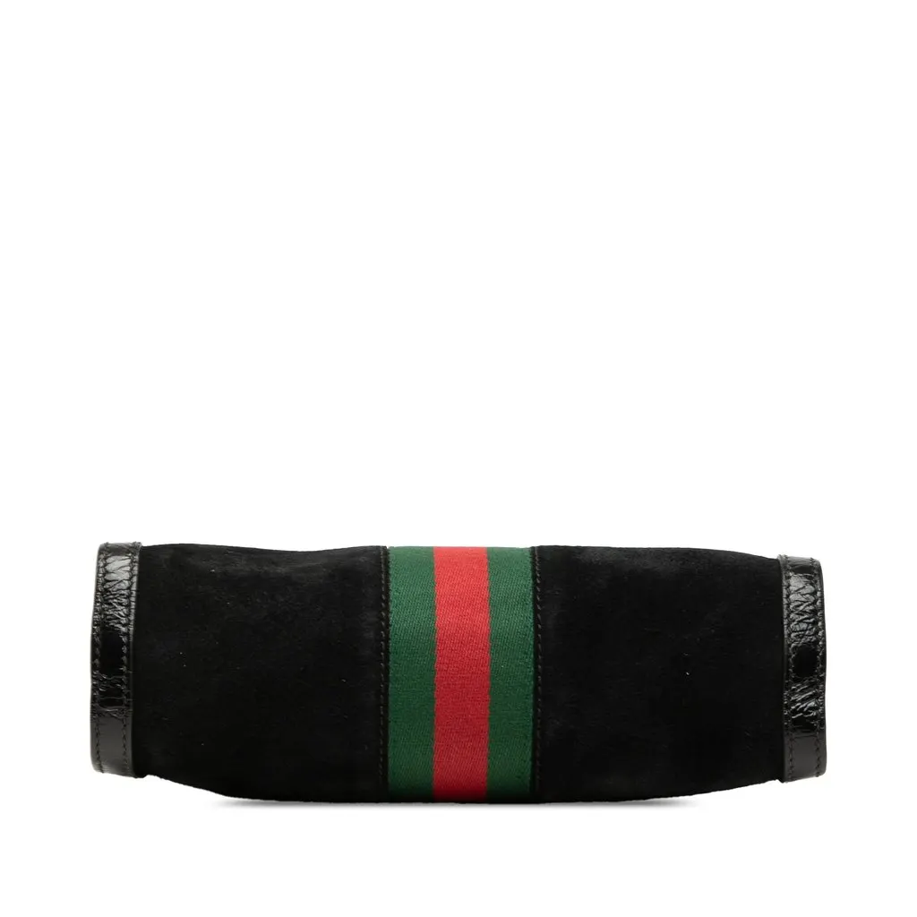 Gucci Small Suede Web Ophidia Chain Crossbody Black Leather Good - Inside View