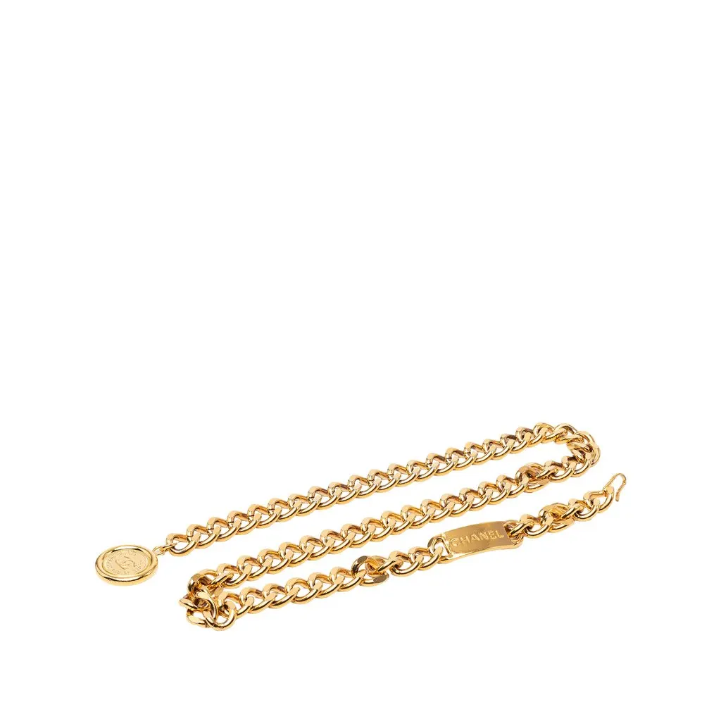 Chanel CC Gold Plated 31 Rue Cambon Medallion Chain Belt Gold Metal Very good - Front View