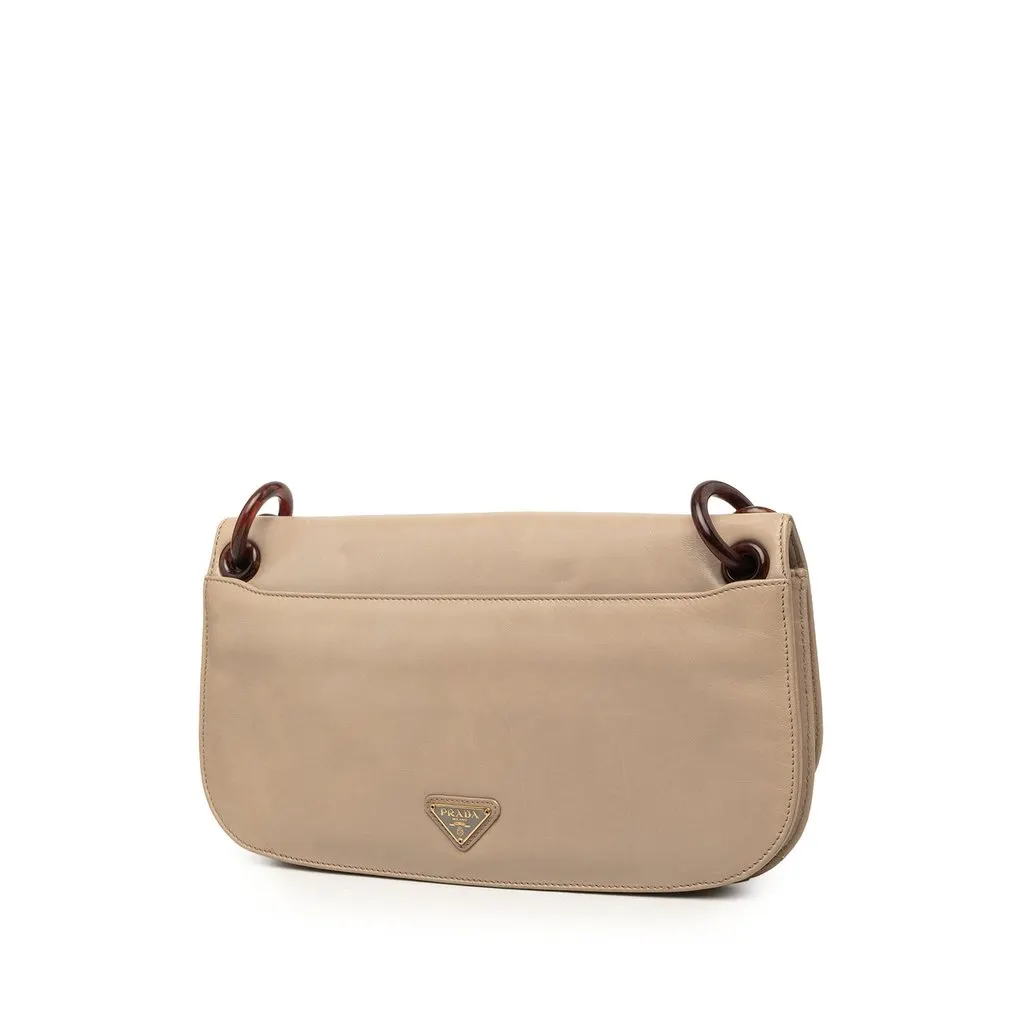 Prada Nappa Swing Resin Chain Shoulder Bag Beige Leather Good - Back View