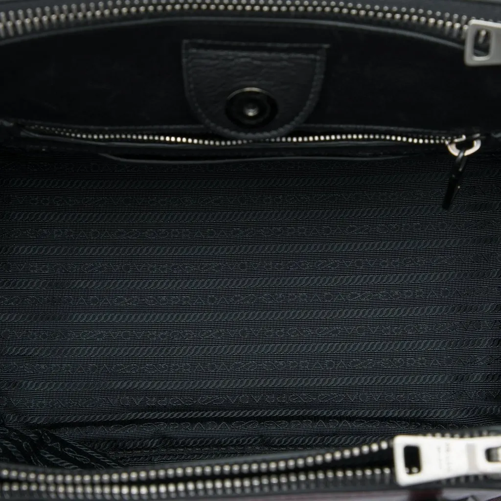 Prada Bicolor Glace Calf Twin Pocket Double Handle Satchel Red Leather Very good - Model View