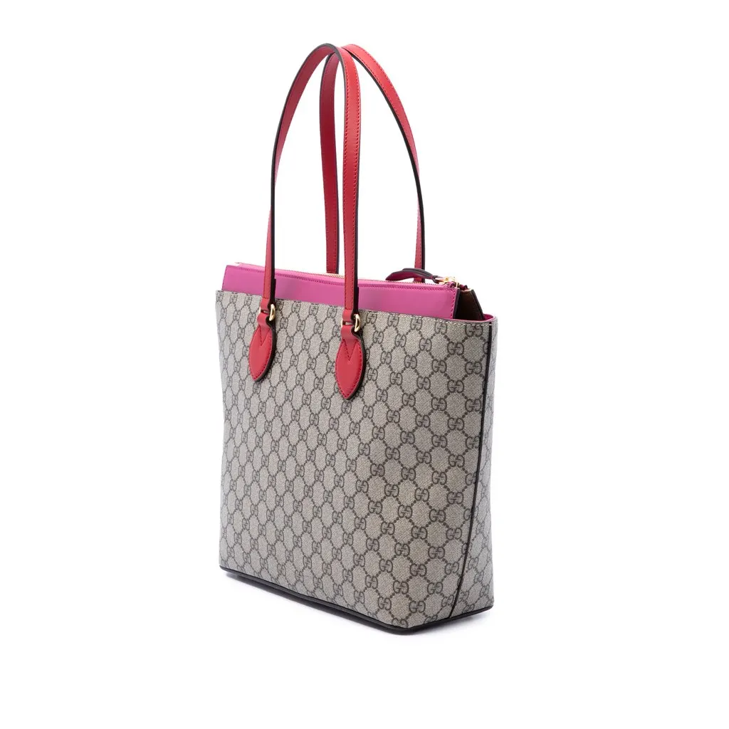 Gucci Medium GG Supreme Linea A Zip Tote Beige Very good - Back View