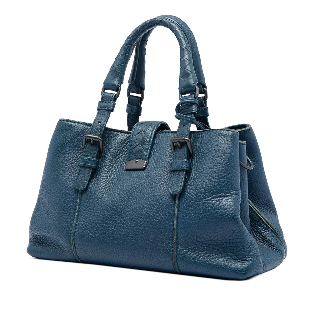 Bottega Veneta Small Cervo Roma Satchel Blue Leather Very good - Back View
