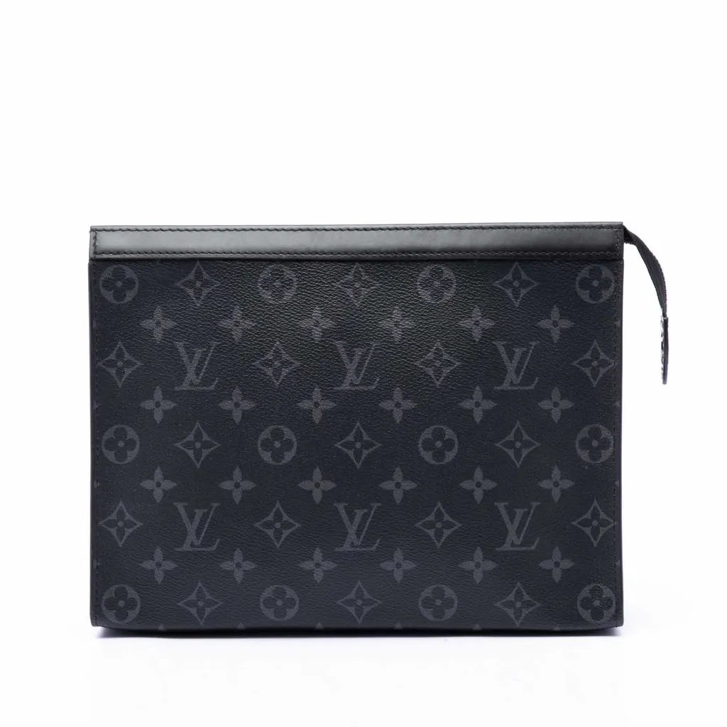 Louis Vuitton Monogram Eclipse Pochette Voyage MM Black Canvas Good - Front View