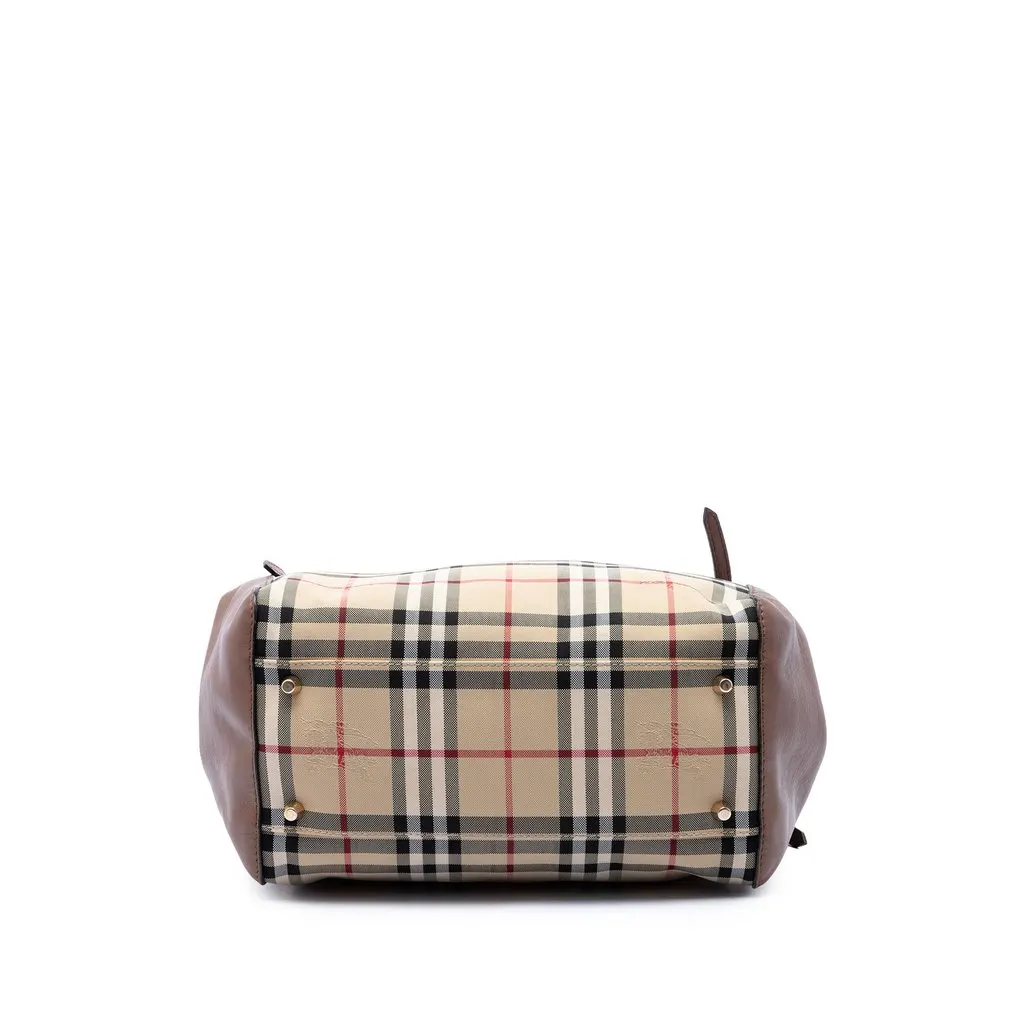 Burberry Small Haymarket Check Coated Canvas and Calfskin Canterbury Tote Beige Very good - Inside View