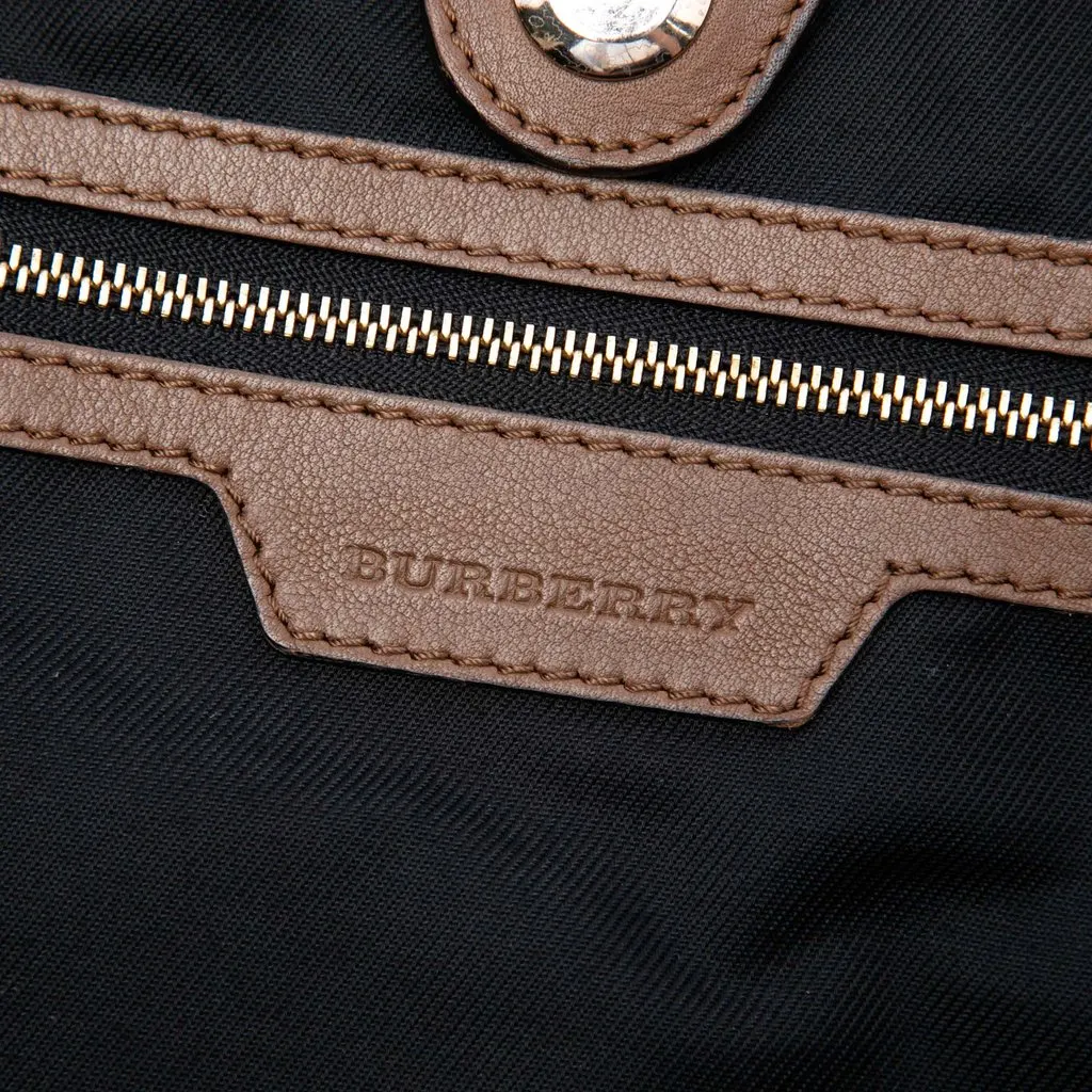 Burberry Small Haymarket Check Coated Canvas and Calfskin Canterbury Tote Beige Very good - Box View