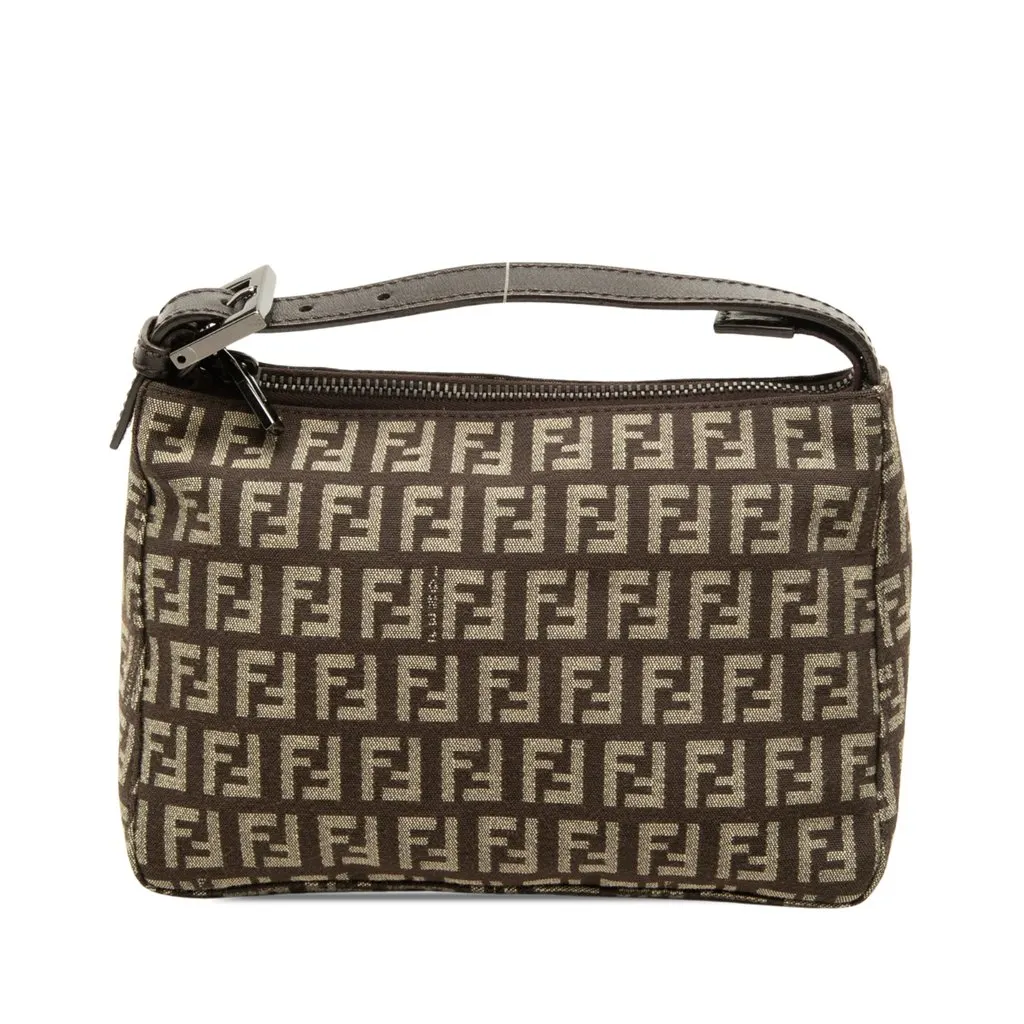 Fendi Zucchino Canvas Handbag Brown Canvas Good - Front View
