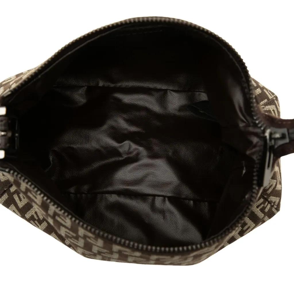 Fendi Zucchino Canvas Handbag Brown Canvas Good - Model View