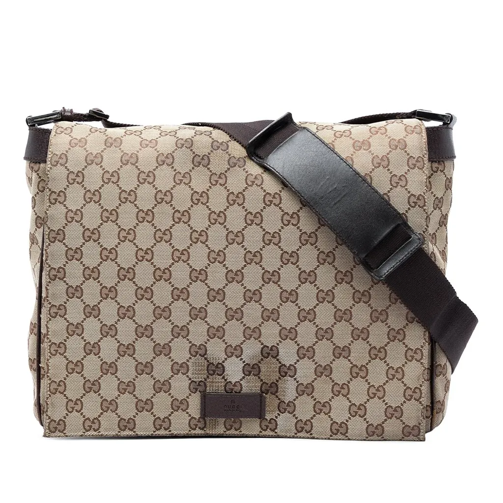 Gucci GG Canvas Crossbody Beige Canvas Good - Front View