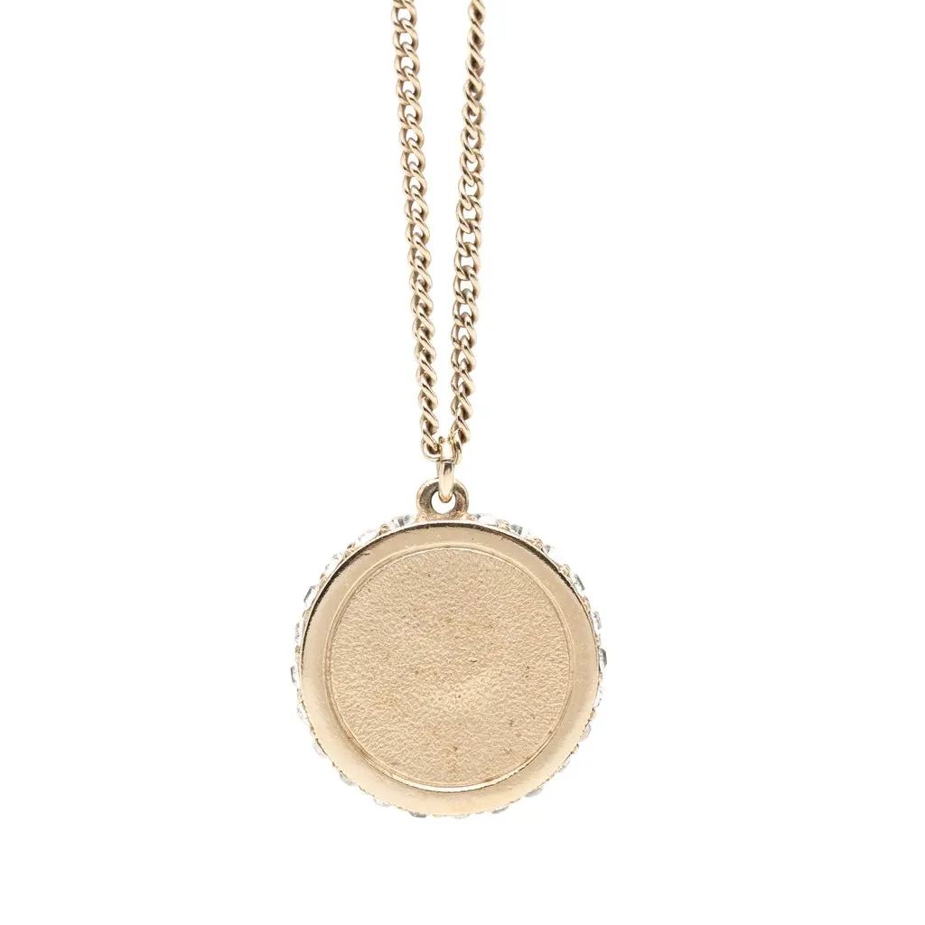 Chanel CC Gold Plated Resin and Strass Clear Dome Hologram Glitter Pendant Necklace Gold Metal Very good - Inside View